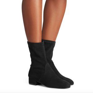 STUART WEITZMAN THE RAISSA BOOTIE 7M BLACK SUEDE